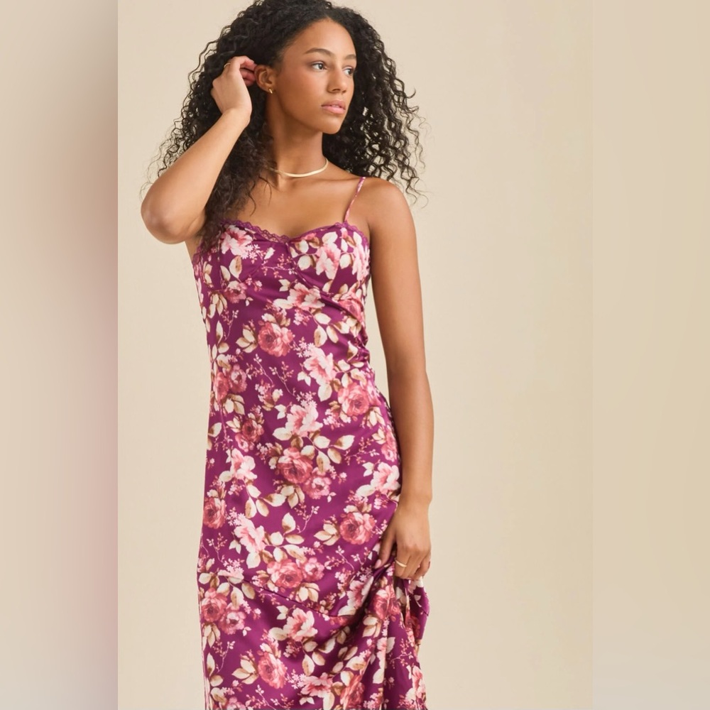 Altar'd State Kalena Floral Maxi Dress - Purple and Pink
